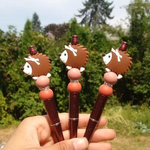 ✨Cute and Adorable Brown Hedgehog Beaded Pen